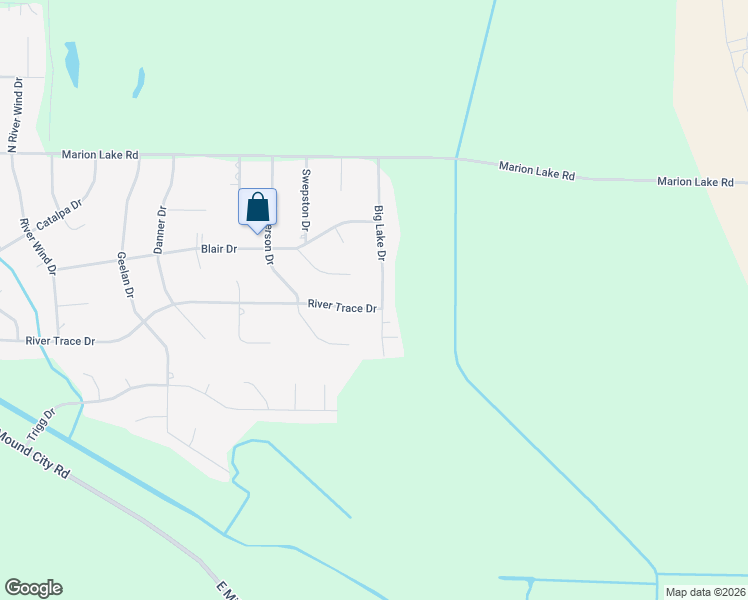 map of restaurants, bars, coffee shops, grocery stores, and more near 622 Big Lake Drive in Marion
