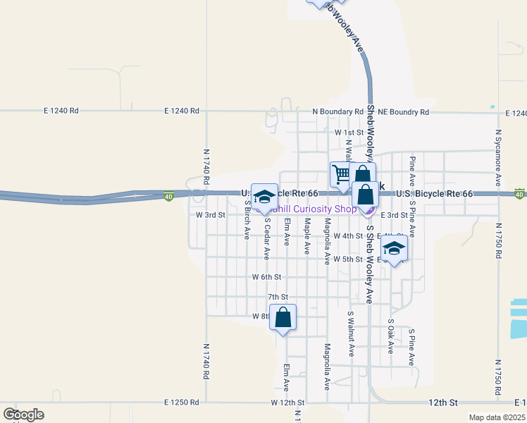 map of restaurants, bars, coffee shops, grocery stores, and more near 123 South Cedar Avenue in Erick