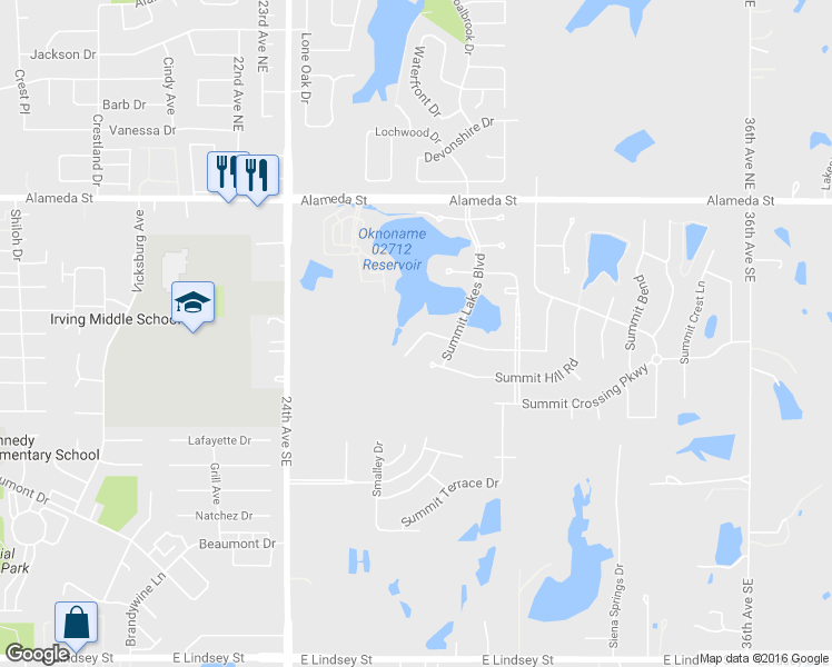 map of restaurants, bars, coffee shops, grocery stores, and more near 2823 Misty Ridge Drive in Norman