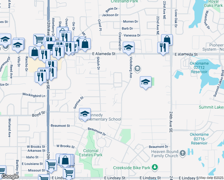 map of restaurants, bars, coffee shops, grocery stores, and more near 308 Chalmette Drive in Norman