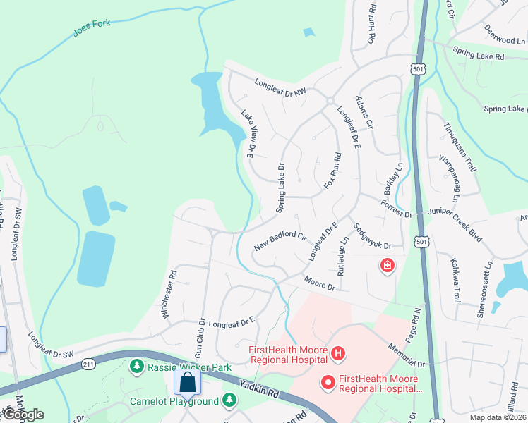 map of restaurants, bars, coffee shops, grocery stores, and more near 10 Bradley Lane in Pinehurst