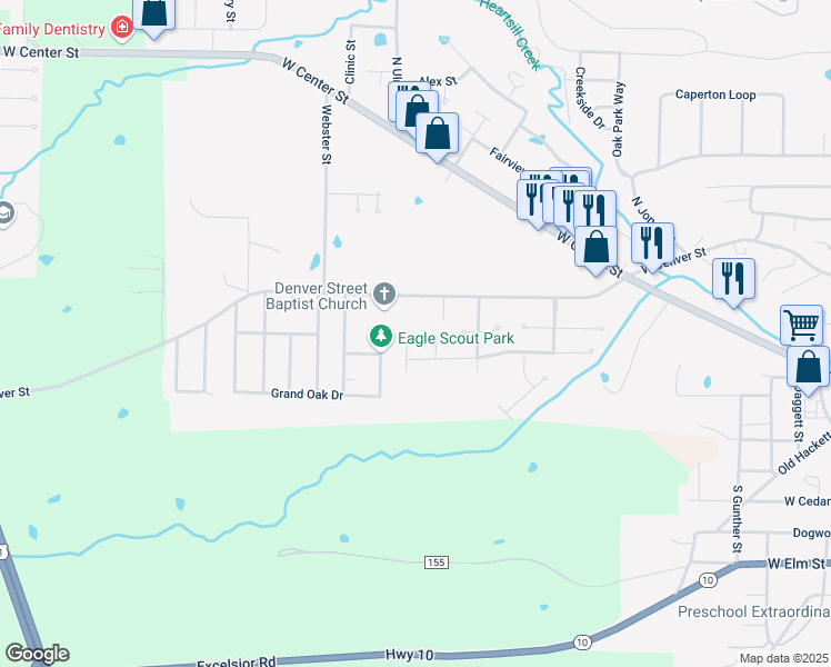 map of restaurants, bars, coffee shops, grocery stores, and more near 104 Chippewa Trail in Greenwood