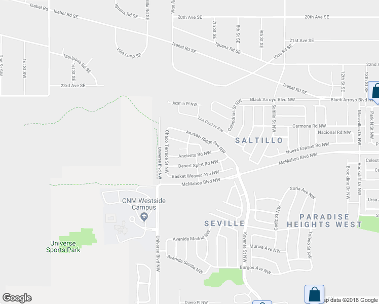 map of restaurants, bars, coffee shops, grocery stores, and more near 6541 Ancients Road Northwest in Albuquerque