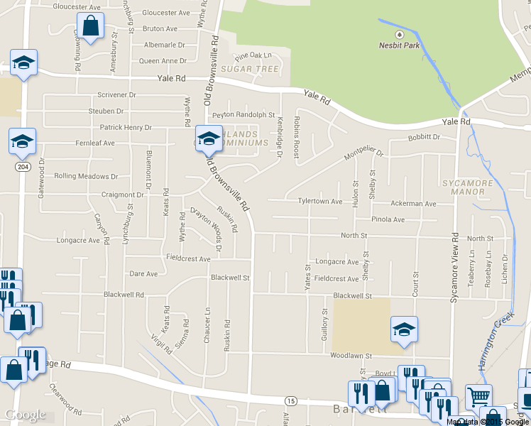 map of restaurants, bars, coffee shops, grocery stores, and more near 5508 Ackerman Cove in Memphis
