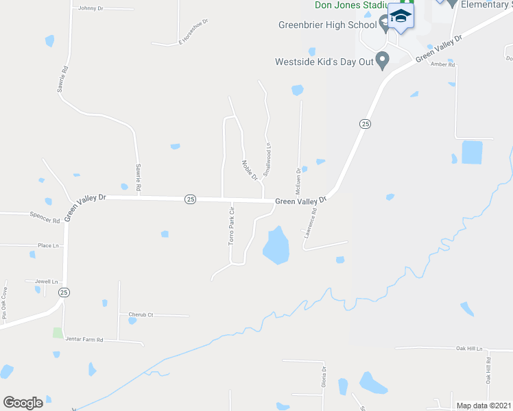 map of restaurants, bars, coffee shops, grocery stores, and more near 147 Green Valley Drive in Greenbrier