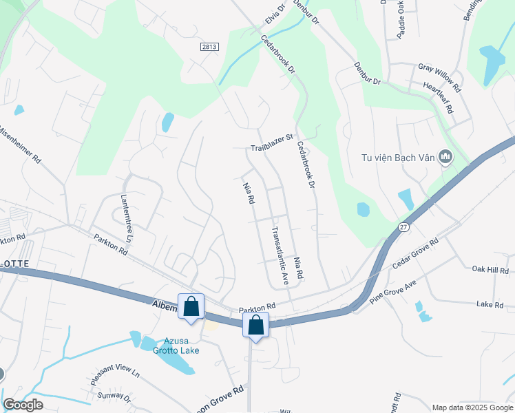 map of restaurants, bars, coffee shops, grocery stores, and more near 10021 Parkton Road in Charlotte