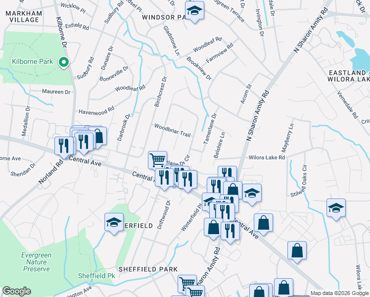 map of restaurants, bars, coffee shops, grocery stores, and more near 4200 Maypole Court in Charlotte