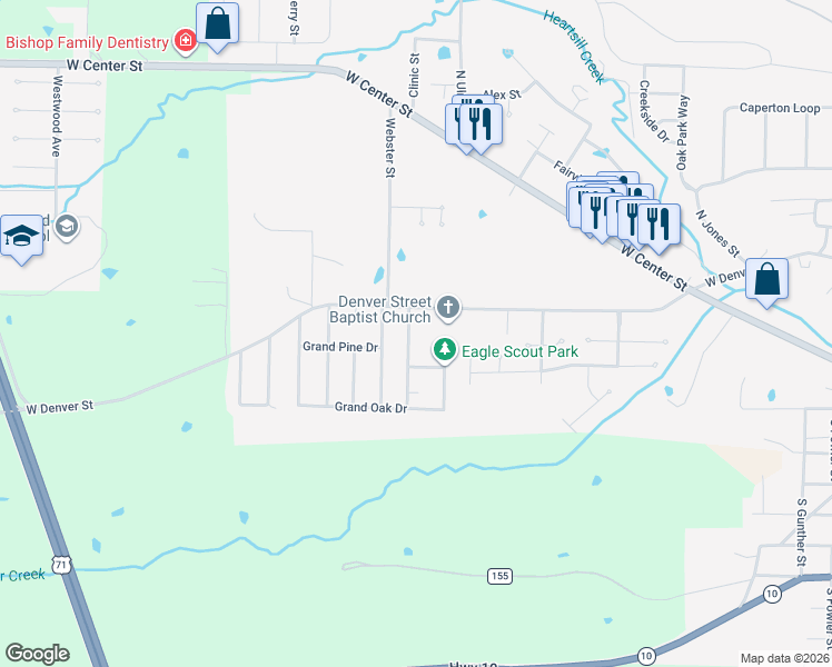 map of restaurants, bars, coffee shops, grocery stores, and more near 81 Grand View Drive in Greenwood