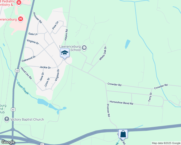 map of restaurants, bars, coffee shops, grocery stores, and more near 1 Postoak Drive in Leoma