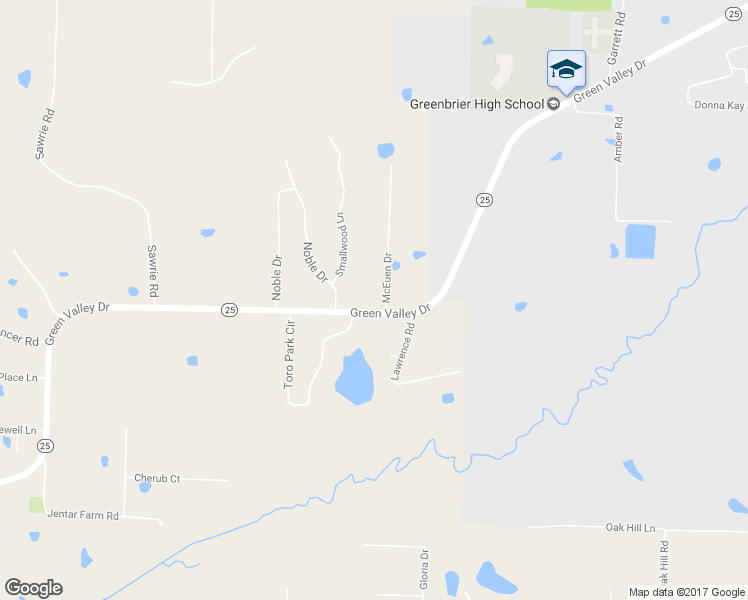 map of restaurants, bars, coffee shops, grocery stores, and more near 7 McEuen Drive in Greenbrier