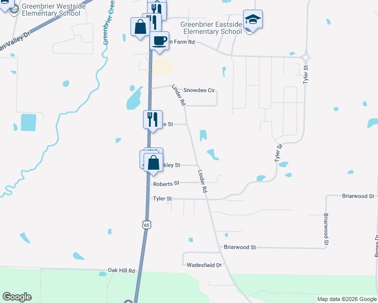 map of restaurants, bars, coffee shops, grocery stores, and more near 48 Linder Road in Greenbrier