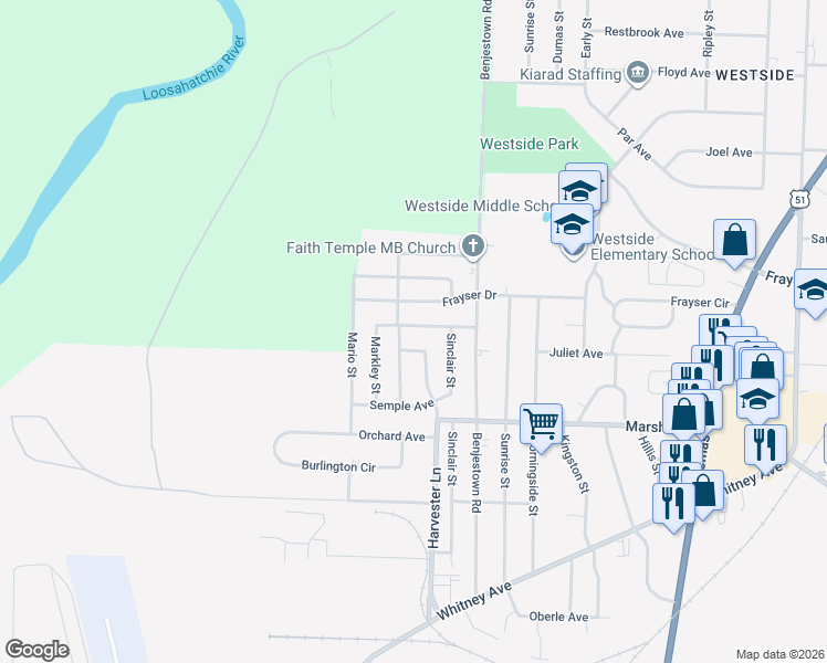 map of restaurants, bars, coffee shops, grocery stores, and more near 608 Burdette Avenue in Memphis