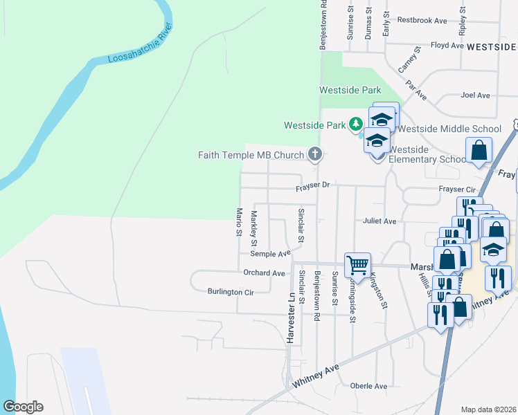 map of restaurants, bars, coffee shops, grocery stores, and more near 568 Burdette Avenue in Memphis