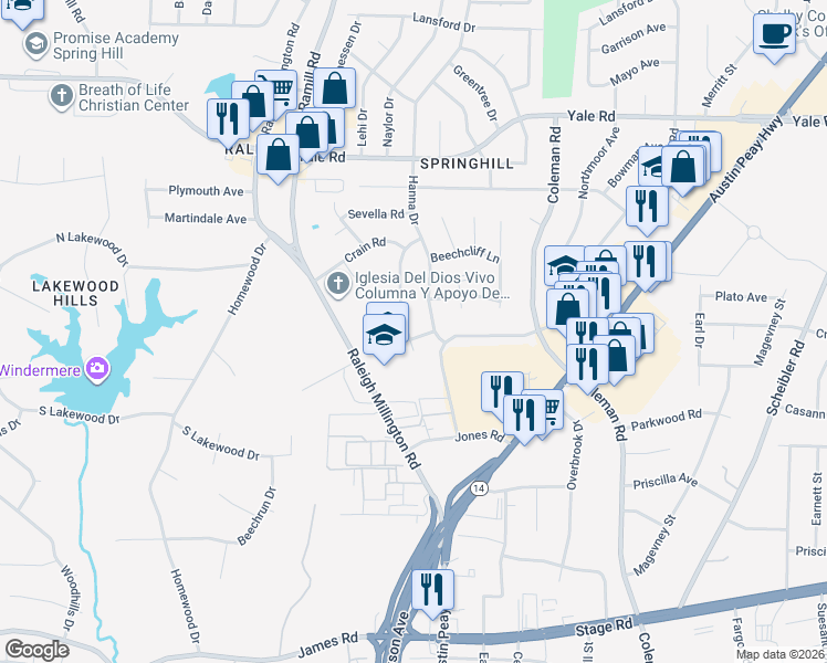 map of restaurants, bars, coffee shops, grocery stores, and more near 5290 Hanna Drive in Memphis