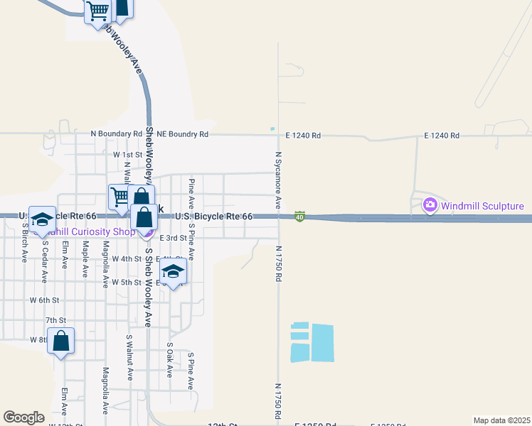 map of restaurants, bars, coffee shops, grocery stores, and more near 623 Roger Miller Boulevard in Erick