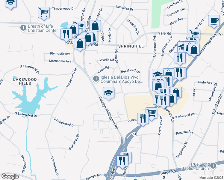 map of restaurants, bars, coffee shops, grocery stores, and more near 3289 Fairbanks Street in Memphis