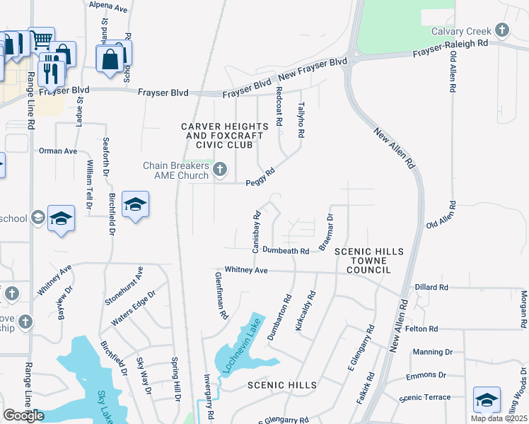 map of restaurants, bars, coffee shops, grocery stores, and more near 3292 Canisbay Road in Memphis