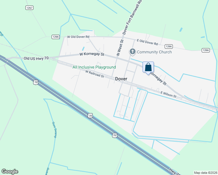 map of restaurants, bars, coffee shops, grocery stores, and more near 201 West Railroad Street in Dover