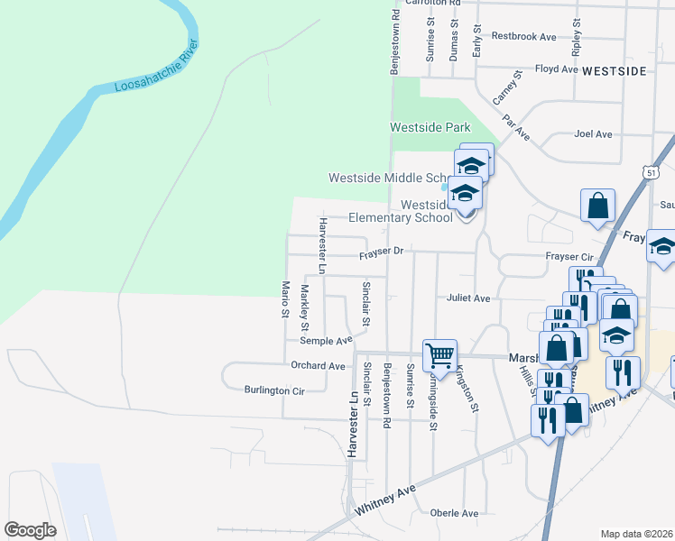 map of restaurants, bars, coffee shops, grocery stores, and more near 608 Burdette Avenue in Memphis