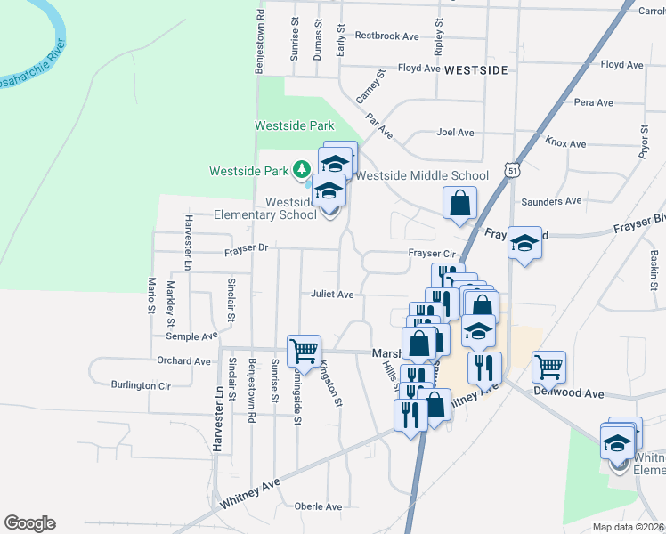 map of restaurants, bars, coffee shops, grocery stores, and more near 792 Dawn Cove in Memphis