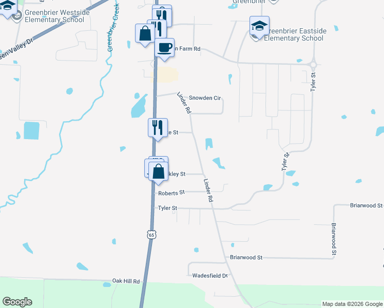 map of restaurants, bars, coffee shops, grocery stores, and more near 48 Linder Road in Greenbrier