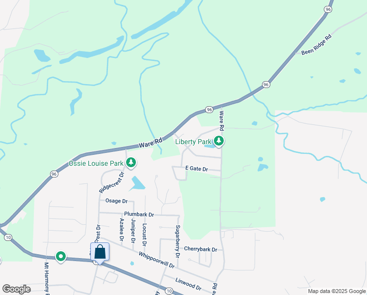 map of restaurants, bars, coffee shops, grocery stores, and more near 1821 Palomino Drive in Greenwood