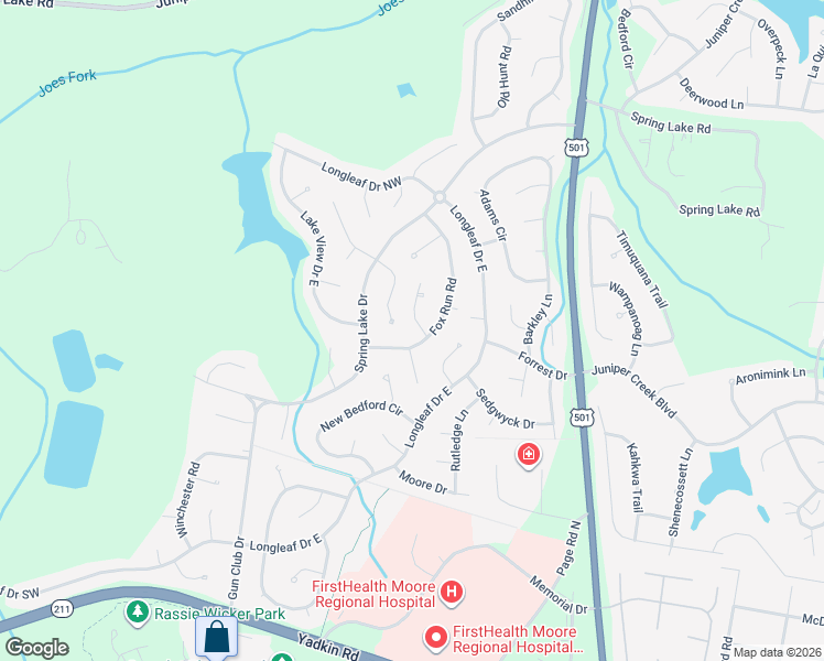 map of restaurants, bars, coffee shops, grocery stores, and more near 15 Vixen Lane in Pinehurst