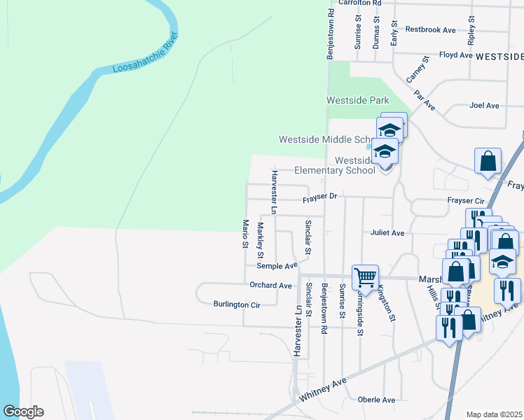 map of restaurants, bars, coffee shops, grocery stores, and more near 568 Burdette Avenue in Memphis