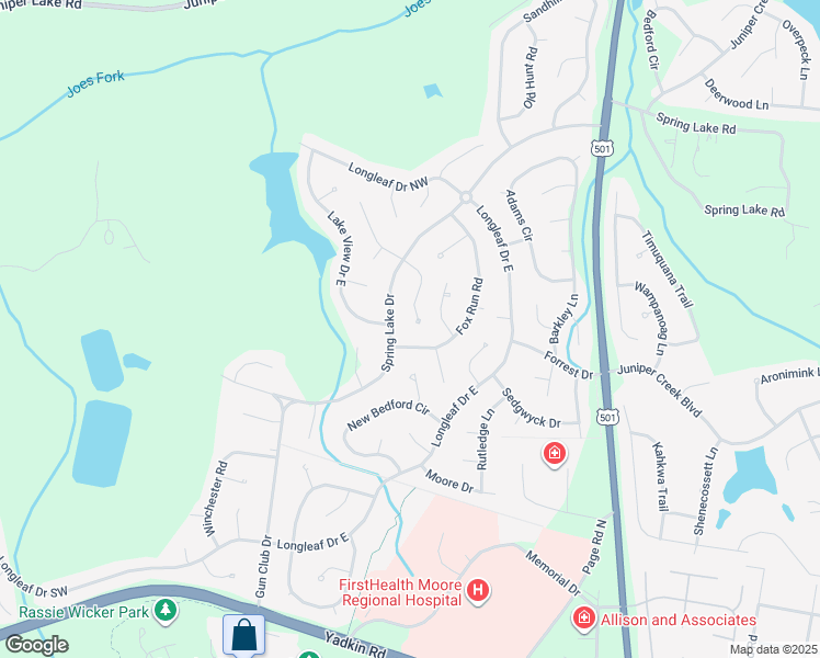 map of restaurants, bars, coffee shops, grocery stores, and more near 100 Sawmill Road East in Pinehurst
