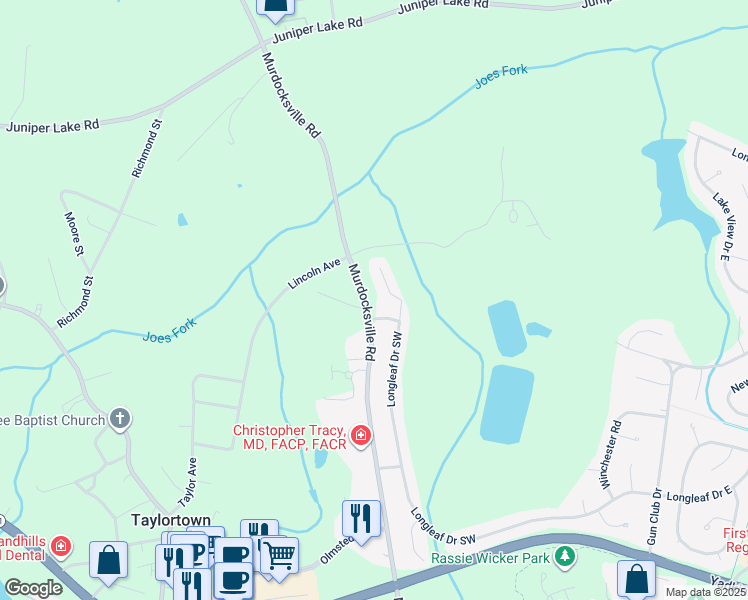 map of restaurants, bars, coffee shops, grocery stores, and more near 4015 Murdocksville Road in Pinehurst