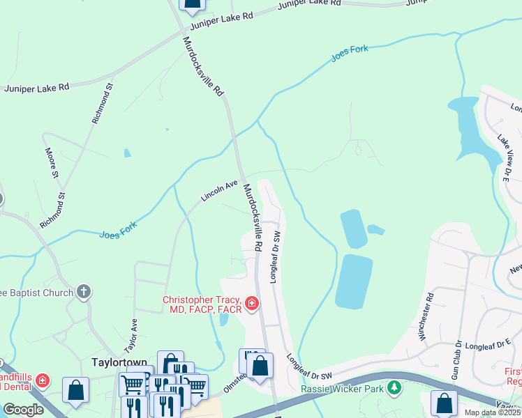 map of restaurants, bars, coffee shops, grocery stores, and more near 4015 Murdocksville Road in Pinehurst