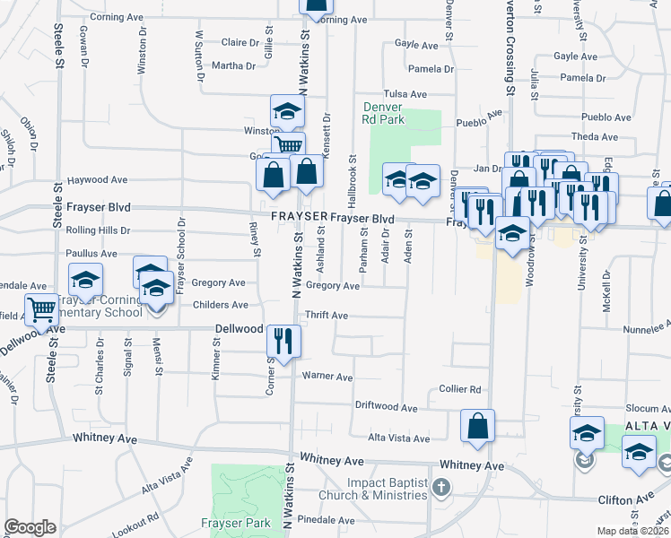 map of restaurants, bars, coffee shops, grocery stores, and more near 3293 Beechmont Street in Memphis