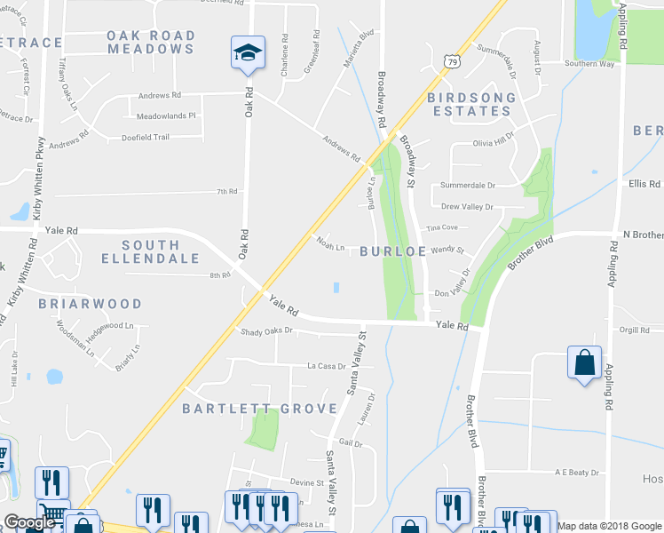 map of restaurants, bars, coffee shops, grocery stores, and more near 7195 U.S. 70 in Memphis