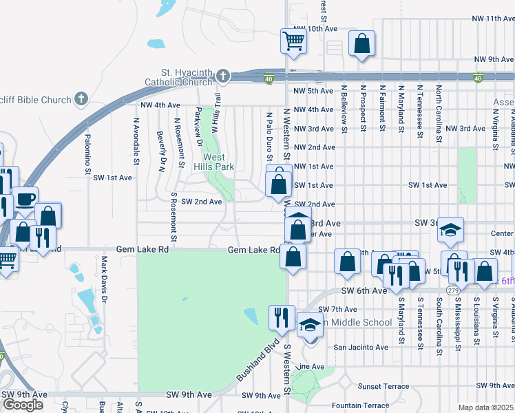 map of restaurants, bars, coffee shops, grocery stores, and more near 4221 Southwest 2nd Avenue in Amarillo