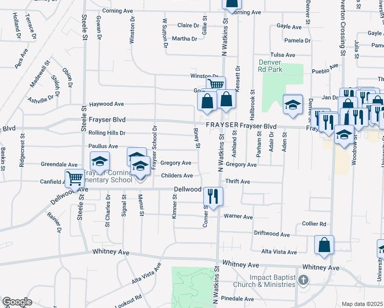 map of restaurants, bars, coffee shops, grocery stores, and more near 1733 Paullus Avenue in Memphis