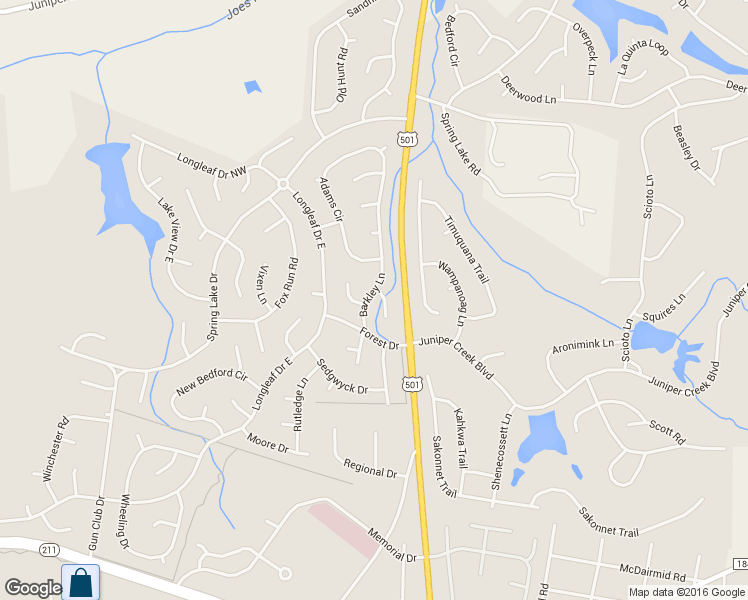 map of restaurants, bars, coffee shops, grocery stores, and more near 10 Barkley Lane in Pinehurst