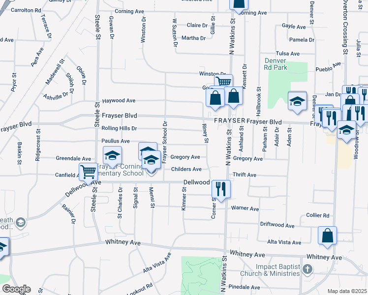 map of restaurants, bars, coffee shops, grocery stores, and more near 1691 Paullus Avenue in Memphis