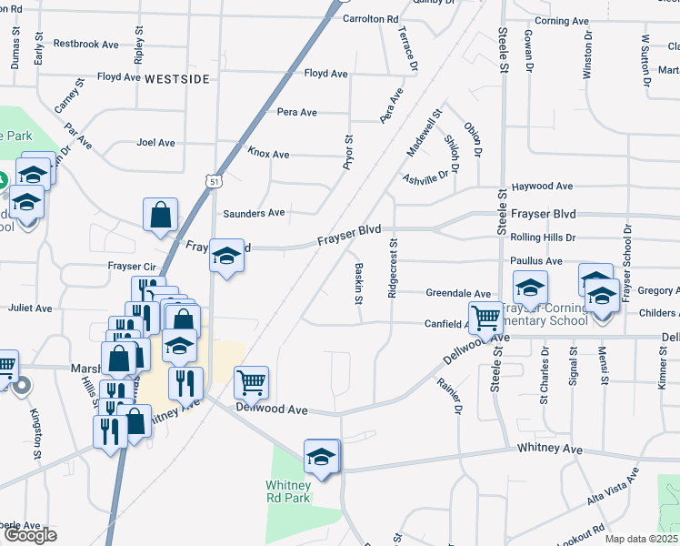 map of restaurants, bars, coffee shops, grocery stores, and more near 3302 Madewell St in Memphis