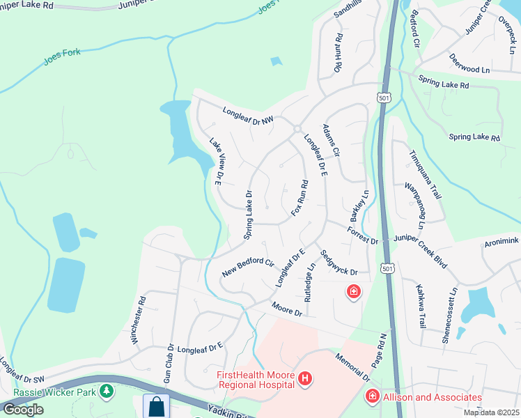 map of restaurants, bars, coffee shops, grocery stores, and more near 100 Sawmill Rd E in Pinehurst