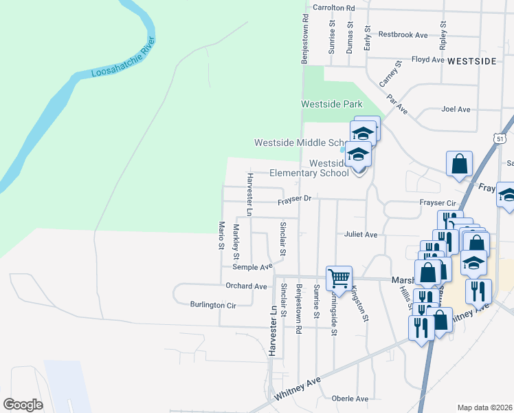 map of restaurants, bars, coffee shops, grocery stores, and more near 608 Burdette Avenue in Memphis