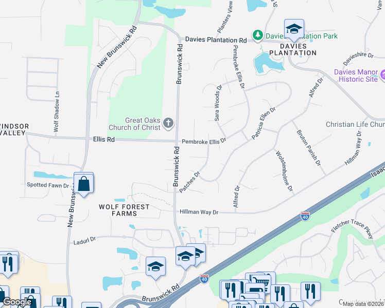 map of restaurants, bars, coffee shops, grocery stores, and more near 8858 Seth Cove in Memphis