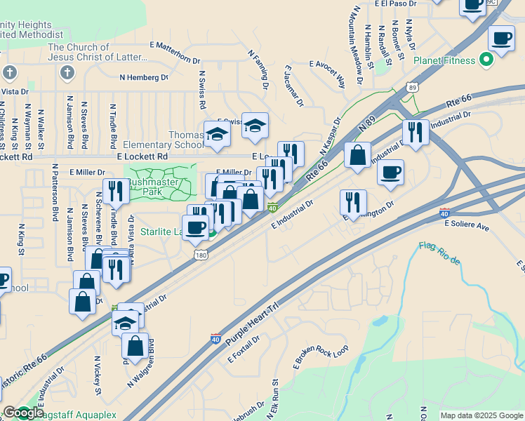 map of restaurants, bars, coffee shops, grocery stores, and more near 3540 U.S. 180 in Flagstaff