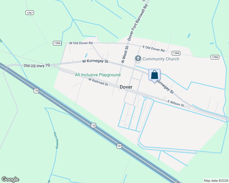 map of restaurants, bars, coffee shops, grocery stores, and more near 201 West Railroad Street in Dover