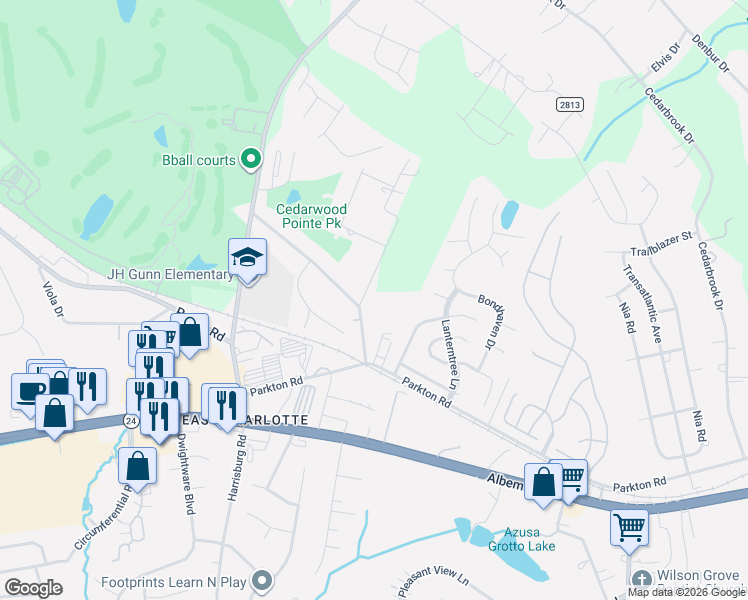 map of restaurants, bars, coffee shops, grocery stores, and more near in Charlotte
