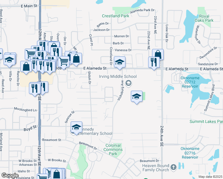 map of restaurants, bars, coffee shops, grocery stores, and more near 204 Chalmette Drive in Norman