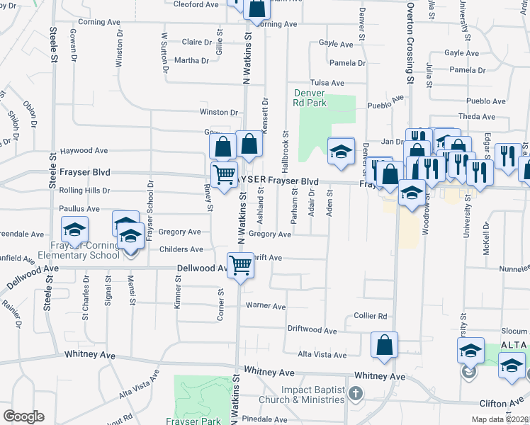 map of restaurants, bars, coffee shops, grocery stores, and more near 3293 Beechmont Street in Memphis