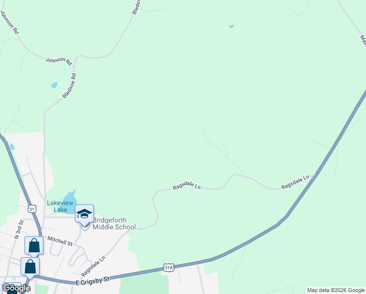 map of restaurants, bars, coffee shops, grocery stores, and more near 1400 Ragsdale Lane in Pulaski