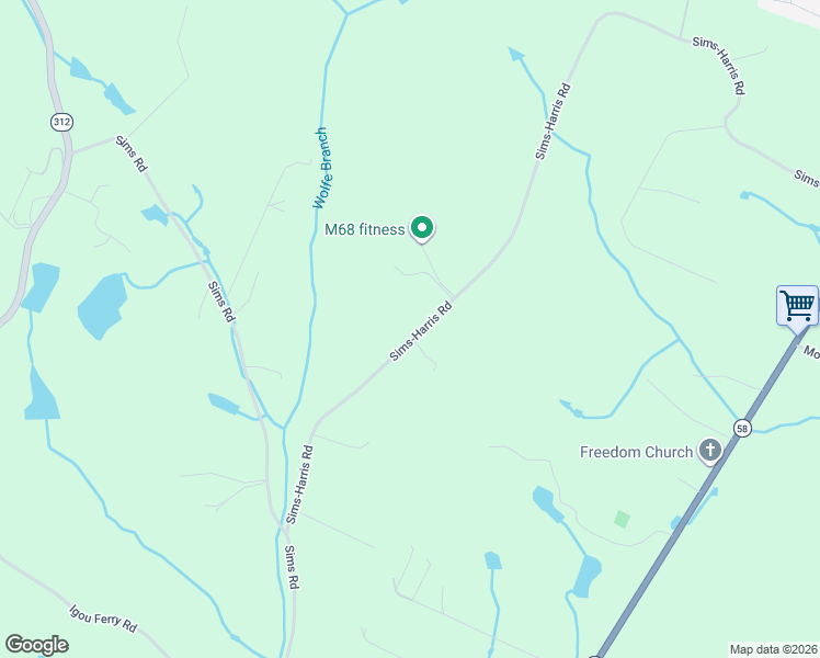 map of restaurants, bars, coffee shops, grocery stores, and more near 9909 Sims-Harris Road in Ooltewah