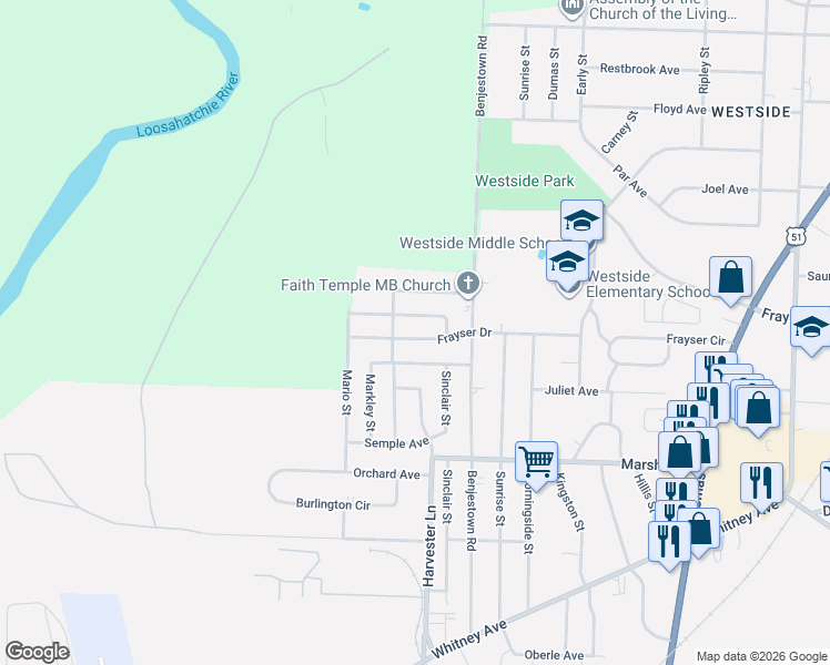 map of restaurants, bars, coffee shops, grocery stores, and more near 608 Burdette Avenue in Memphis