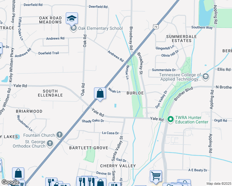map of restaurants, bars, coffee shops, grocery stores, and more near 7195 U.S. 70 in Memphis